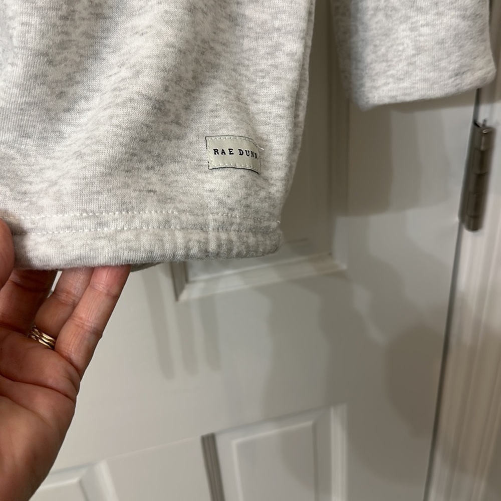 Rae Dunn NWT sweatshirt light gray Love drawstring pink medium - Picture 2 of 8